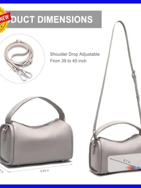 Genuine Leather Hobo Crossbody Bag with Adjustable Strap - Picture 3 of 6